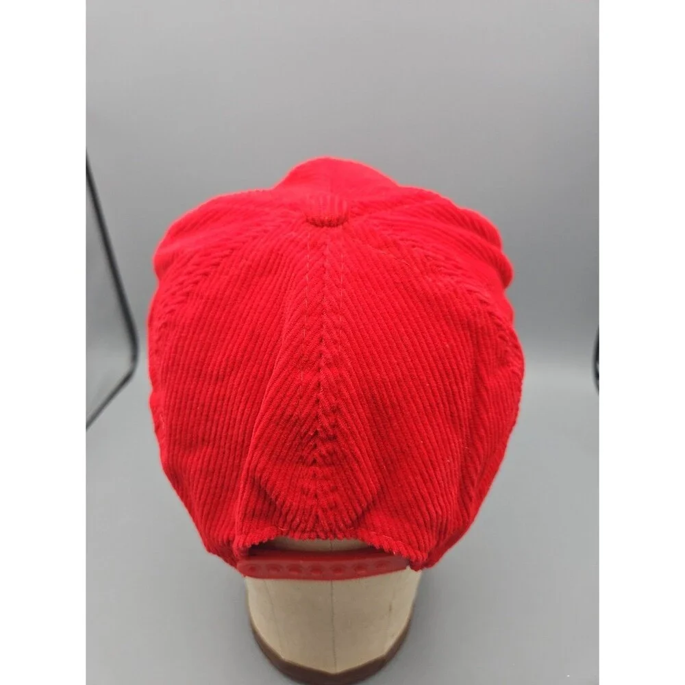 Vintage Mrs. Fields Cookies  Red Corduroy Rope Strapback Hat Cap 90s Y2k